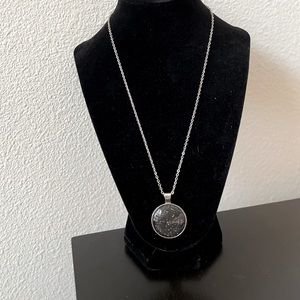 Black Speckled Glass Dome Necklace Handmade